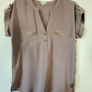Lily White Women's Taupe Blouse Medium